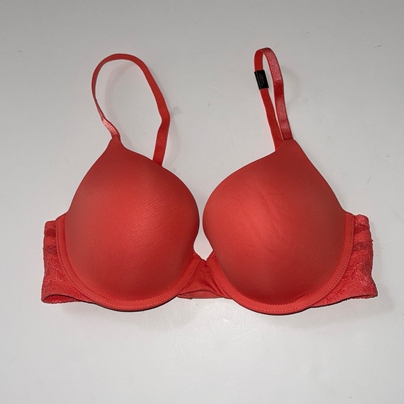 🆕 Victoria's Secret Pink Coral Lace Underwire Bra - Women’s Size 32D / D32 - Picture 2 of 9